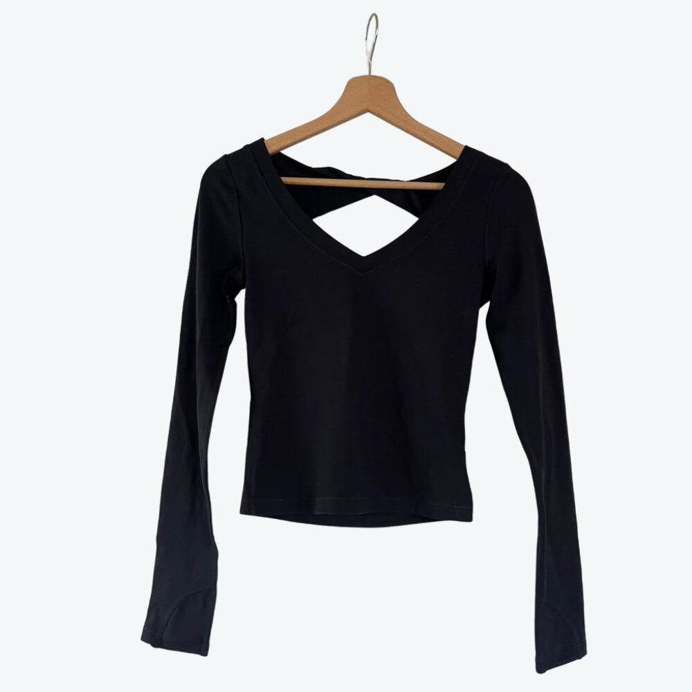Athleta - Twist-Back Long Sleeve Crop Top - Black - XS